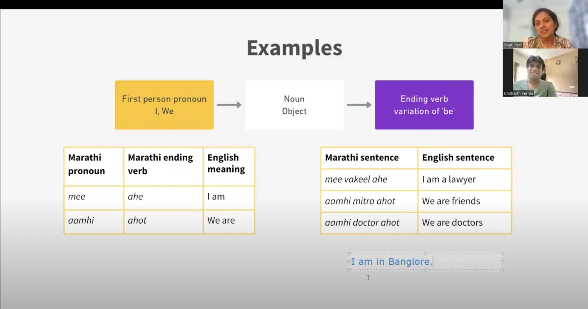 Screenshot of Chittrarth attending Bhasha's Online Marathi Classes